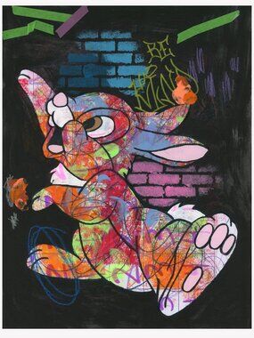 Original Art Grunge Thumper From Disney's Bambi